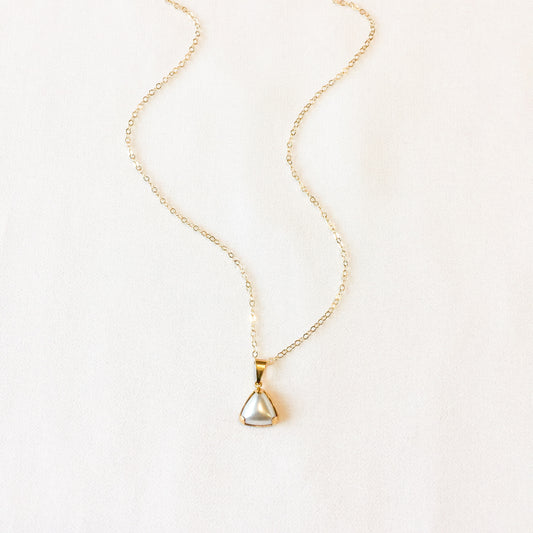 Ella ~ Triangle pearl bezel Necklace